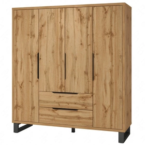 Šatní skříň Halle S 191 cm dub wotan Stylová designová šatní skříň do ložnice nebo šatny v loftovém stylu úchyty na hranách prostorné zásuvky