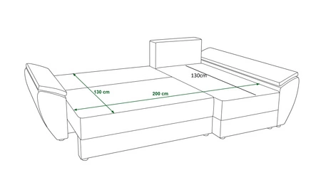 Rohová pohovka s funkcí spaní Fogu III slonovinová kost pravá rohová pohovka s područkami a úložným prostorem na lůžkoviny manšestrová tkanina