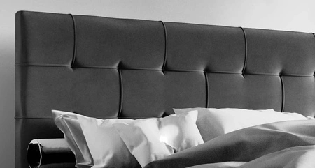 Černá kontinentální postel Widnes 140x200 v moderním skandinávském stylu s výrazným čelem