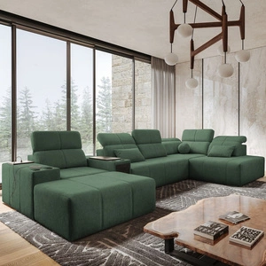 Rohová sedací souprava s funkcí spaní Tesalia V mincovna levá pohodlná rohová sedací souprava se zásuvkou a funkcí posuvného opěradla