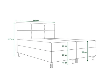 Modrá kontinentální postel Melba 140x200 v moderním skandinávském stylu s výrazným čelem