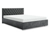 Čalouněná postel Bauru 180x200 šedá s kontejnerem v moderním skandinávském stylu s prošívaným podhlavníkem s krystaly