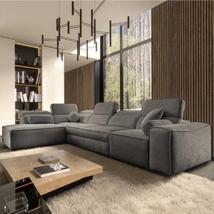 Rohová sedací souprava s funkcí spaní Viano XI šedá levá módní a stylová rohová sedací souprava s nastavitelnými opěrkami hlavy dekorativními polštáři