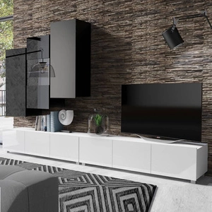 Nástěnná skříňka Apulia XVII bílý lesk / černý lesk Výjimečně stylová nástěnná skříňka s jednoduchými nábytkovými díly, která se hodí do každého interiéru