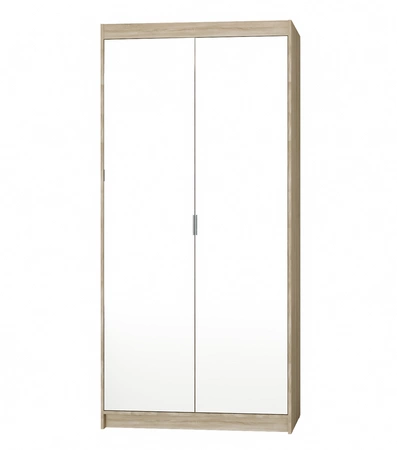 Šatní skříň Rene 90 cm dub sonoma světlá stylový design jednoduchý tvar šatní skříně se zrcadlem do ložnice nebo předsíně hrany s povrchovou úpravou ABS