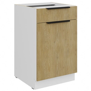 Stojící kuchyňská skříňka se zásuvkou a policí Cremona 50 D 1F 1S BB kovové hrany úchytek skříňka odolná proti vlhkosti a poškození