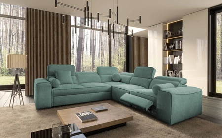 Rohová sedačka s funkcí spaní Viano III Lux patina pravá moderní rohová sedačka do obývacího pokoje s výsuvnou podnožkou kontejner na ložní prádlo