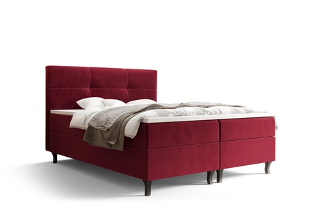 Vínová kontinentální postel Melba 140x200 v moderním skandinávském stylu s výrazným čelem