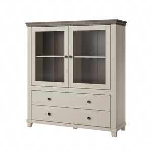 Vysoká komoda Evora 126 cm béžová / dub dunin potěší milovníky výrazných interiérů, ideální do obývacího pokoje nebo jídelny