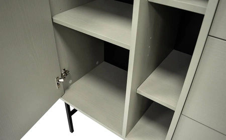 Sestava nábytku do obývacího pokoje Kioto I eukalyptus stylový design elegantní nábytek v tlumených barvách obohacený černými doplňky