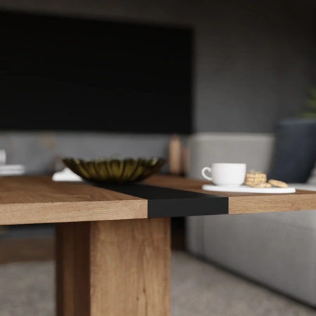 Konferenční stolek Salem dub lefkas / černý moderní designový nábytek odolný proti polití horní desky