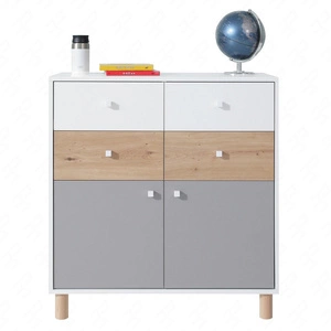 Zásuvková komoda Beja 85 cm bílá / dub artisan / šedá ideální do pokoje pro mládež funkční a prostorná