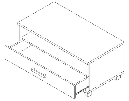 RTV skříňka Maximus 100 cm dub catania se zásuvkou moderní design hrany zakončené speciální ABS dýhou zásuvka na válečkových pojezdech