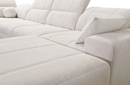 Rohová pohovka s funkcí spaní Penejos VIII tmavě béžová pravá strana stylové rohové rozkládací pohovky z odolné tkaniny