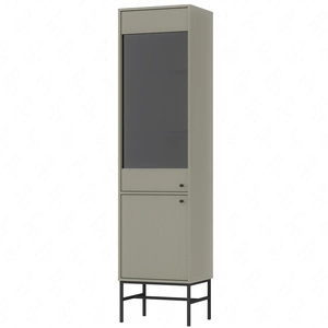 Vitrína Kyoto III 52 cm eukalyptus stylový design bezpečná vitrína z tvrzeného skla na kovovém rámu