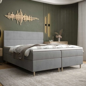 Kontinentální postel Bing 160x200 světle šedá v moderním skandinávském stylu s výrazným čelem