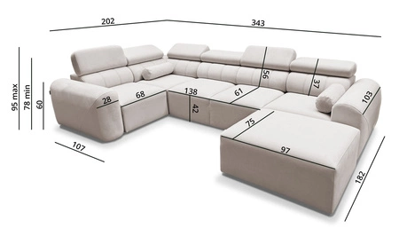 Rohová pohovka s funkcí spaní Cantare IV tmavě béžová pravá Pečlivě zpracovaná rohová sedačka do obývacího pokoje poskytuje komfort a pohodlí