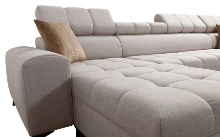 Rohová sedací souprava s funkcí spaní Bolmso hnědá levá rohová sedací souprava se dvěma nádobami na lůžkoviny praktická zásuvka v boční části nábytku