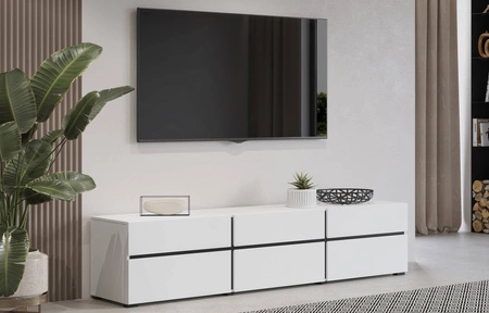 TV skříňka Cross 180 cm bílá moderní design ideální skříňka do obývacího pokoje a obýváku geometrický tvar
