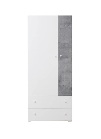 Epsilon 80 cm bílá / betonová šatní skříň ideální do pokoje pro mládež funkční šatní skříň se zásuvkami