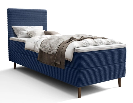 Kontinentální postel Totti 90x200 modrá stylová postel s úložným prostorem trojrozměrná tkanina s výraznými pruhy