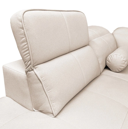 Rohová sedací souprava Samos béžová levá moderní design jednoduchý a stylový korpus, který se hodí do každého interiéru nastavitelné opěrky hlavy