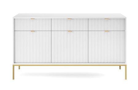 Zásuvková komoda Lovro 154 cm bílá moderní design potěší milovníky výrazných interiérů zlaté kovové doplňky