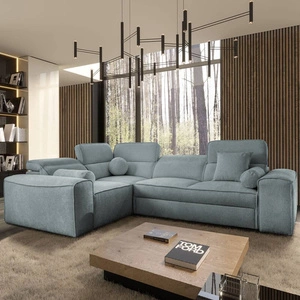 Rozkládací pohovka Viano II šedomodrá levá designová rohová rozkládací pohovka, která se hodí do moderního bydlení