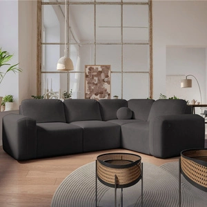 Rohová sedací souprava s funkcí spaní Arbon II grafitový pravý roh stylový design charakteristický zaoblený tvar nádoba na lůžkoviny