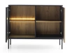 Amma 104 cm komoda černá / dub wotan netradiční design drážkovaná a prosklená čela se systémem otevírání push to open