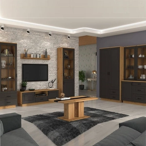 Nábytková sestava Styl dub artisan / šedý grafit klasický design nábytková sestava do obývacího pokoje stylová frézovaná čela nástěnná skříň se skříní