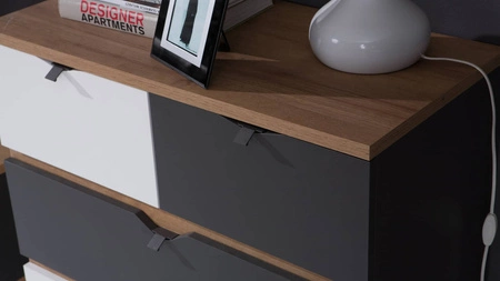 Nábytková sestava Memone zlatý dub / bílá / grafit moderní designová stylová sestava nábytku do pokoje pro mládež ve skandinávském stylu