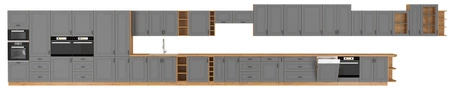 Rohová sestava kuchyňského nábytku Kea 210x350 cm ideální pro interiéry ve skandinávském klasickém i moderním stylu