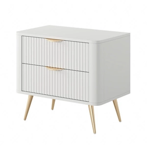 Noční stolek Lante bílý stylová skříňka se zásuvkami ideální pro ložnice v glamour a skandinávském stylu originální tvar z masivu