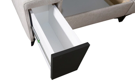 Rohová rozkládací pohovka s funkcí spaní Bolmso XI hořčice pravá strana stylový design rohová rozkládací pohovka se zásuvkou a přihrádkami na lůžkoviny