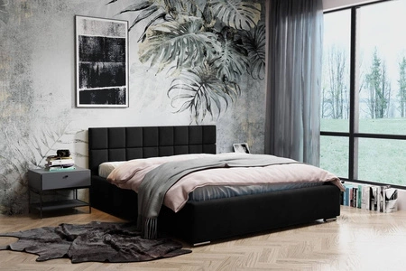 Čalouněná postel Nessa 180x200 černá Stylová postel s úložným prostorem na lůžkoviny Pohodlné čelo postele potěší svým elegantním designem