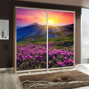 Posuvná skříň Artistino 205 cm s grafickým povrchem II korpus skříně z dubu catania z desky o tloušťce 22 mm