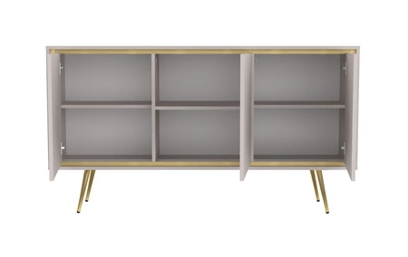 Nevea 150 cm béžová elegantní komoda do obývacího pokoje s decentním a designově zajímavým systémem otevírání dvířek push to open