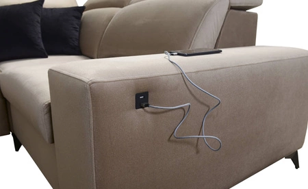 Kelly Sleek II rohová pohovka s funkcí spaní grafitová pravá elegantní rohová pohovka do obývacího pokoje z odolné tkané látky