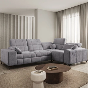 Rohová sedací souprava s funkcí spaní Penejos II světle šedá pravá rohová sedací souprava komfortní pro každodenní lenošení nádoba na lůžkoviny