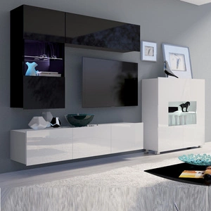 Nábytek Apulia III bílý lesk / černý lesk extrémně stylová nástěnná skříňka jednoduché jednotky hodící se do každého interiéru