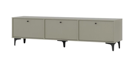 RTV skříň Kioto I 180 cm eukalyptus stylový design kovové nohy skříň s dvířky otevíranými dolů tlumené barvy