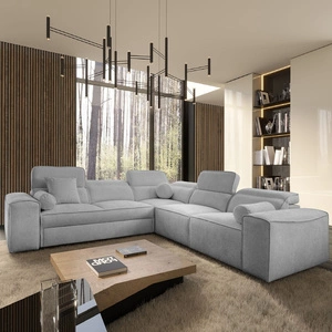 Rohová sedací souprava s funkcí spaní Viano III světle šedá pravá rohová sedací souprava s kontejnery na lůžkoviny ideální pro moderní interiéry
