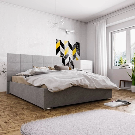 Čalouněná postel Eljas 140x200 šedá s čelem v moderním stylu ideální do ložnice