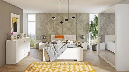 Zrcadlová posuvná skříň Rico 150 cm bílá funkční nábytek v klasickém stylu ideální skříň do ložnice nebo šatny