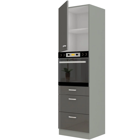 Kuchyňský příspěvek Grey 60 DPS-210 3S 1F vestavná skříň na troubu se zásuvkami odolná proti páře vysoké teplotě a rozlitým tekutinám