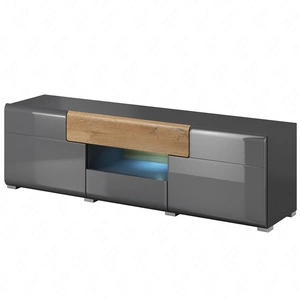 RTV skříňka Toledo 159 cm antracit / antracitový lesk / dub vnuk Moderní TV skříňka ve skandinávském stylu