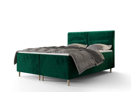 Kontinentální postel Voltera 180x200 lahvově zelená v moderním skandinávském stylu s výrazným čelem