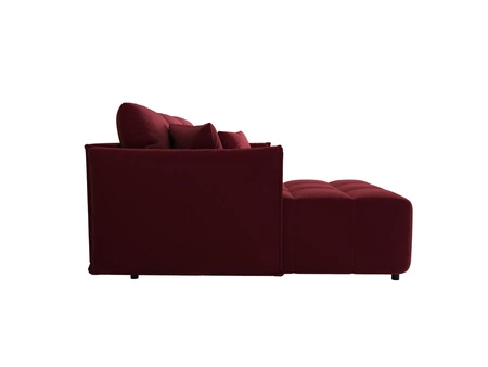Rozkládací pohovka Oroso bordó levá měkká sametová tkanina s hydrofobním povlakem nádoba na lůžkoviny