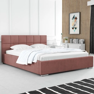 Čalouněná postel Costa 180x200 losos Stylová postel s úložným prostorem na lůžkoviny Pohodlný podhlavník zaujme svým elegantním designem